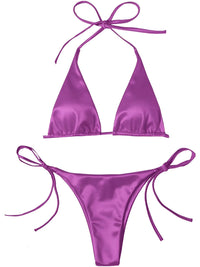 Thumbnail for Satin Women's Halter Brazilian Bikini -, Swimwear , Drestiny , Australia, Bikinis, Black, Canada, Gender_Women, Gold, Green, L, Light Pink, M, Neon Green, New Zealand, Pink, Purple, Red, Royal Blue, S, United Kingdom, United States, Wine Red, Yellow , Drestiny , www.shopdrestiny.com