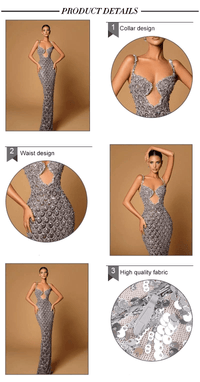 Thumbnail for Sexy Deep-Plunge Backless Sequin Dress Mesh Sparkly Silver Maxi Long Dress Elegant Party Evening Outfits, Drestiny, Dresses, Maxi Dresses, Sleeveless, S, M, L, United States, USA, Silver, Canada, Australia, New Zealand, United Kingdom, UK, backless sequin dress, deep v sequin dress, sparkly backless dress, plunging sequin dress, sequin party dress backless, shopdrestiny.com