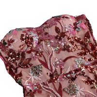 Thumbnail for Sexy Floral Strapless Sequin Dresses Women's Luxury Sequins Flower Backless Long Slim Dress Evening Party Dress