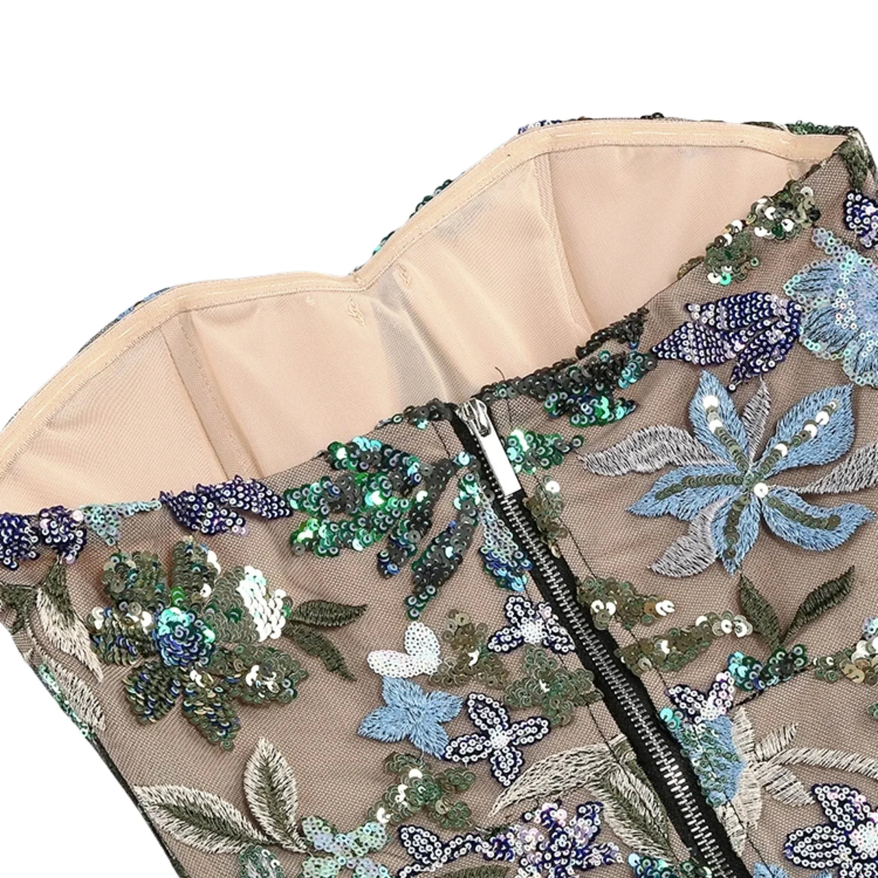 Sexy Floral Strapless Sequin Dresses Women's Luxury Sequins Flower Backless Long Slim Dress Evening Party Dress