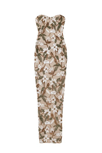 Thumbnail for Floral strapless sequin dress on a white background