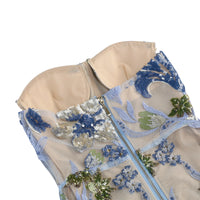 Thumbnail for Sexy Floral Strapless Sequin Dresses Women's Luxury Sequins Flower Backless Long Slim Dress Evening Party Dress