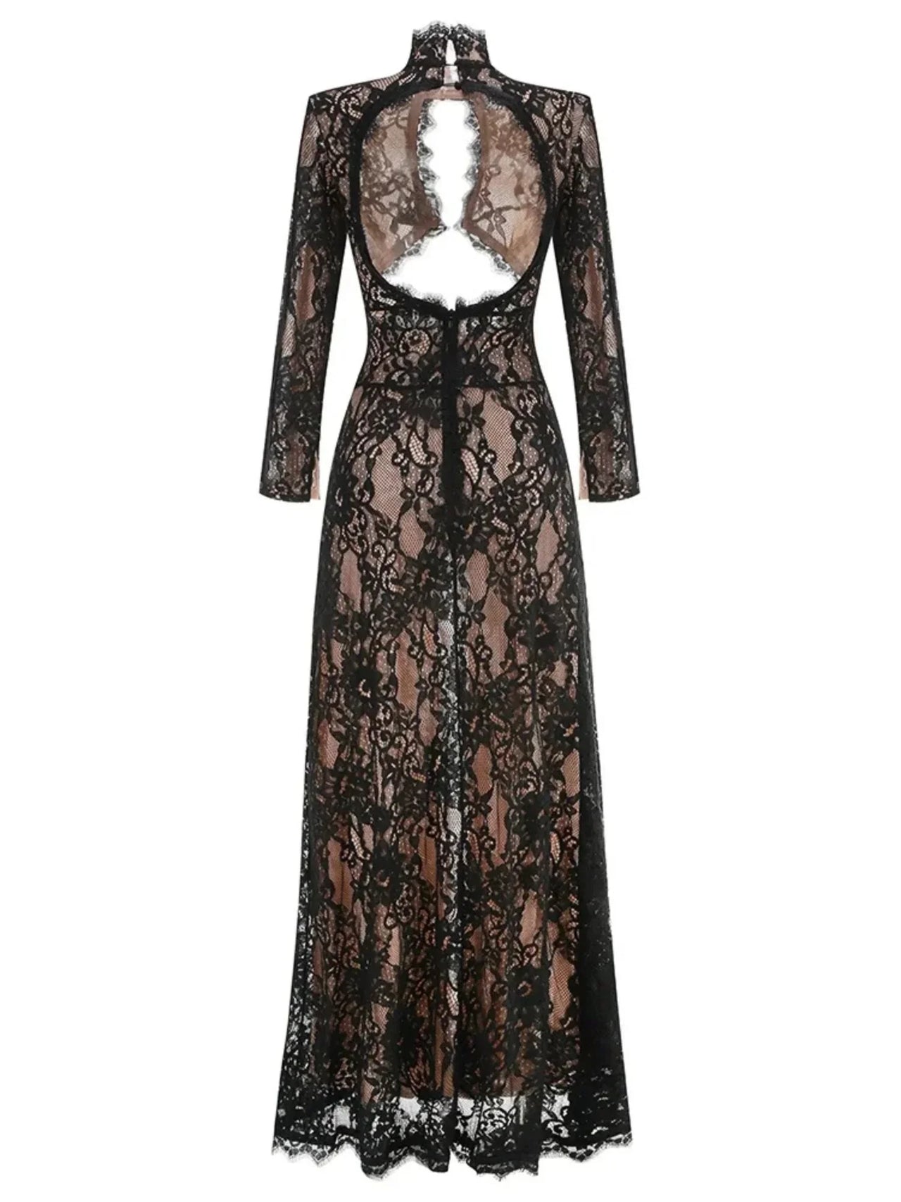 Sexy Long-Sleeved Lace Maxi Dress High Waist Split Club Party Dress Fashion Backless Trailing Long Dress Women Long Dress