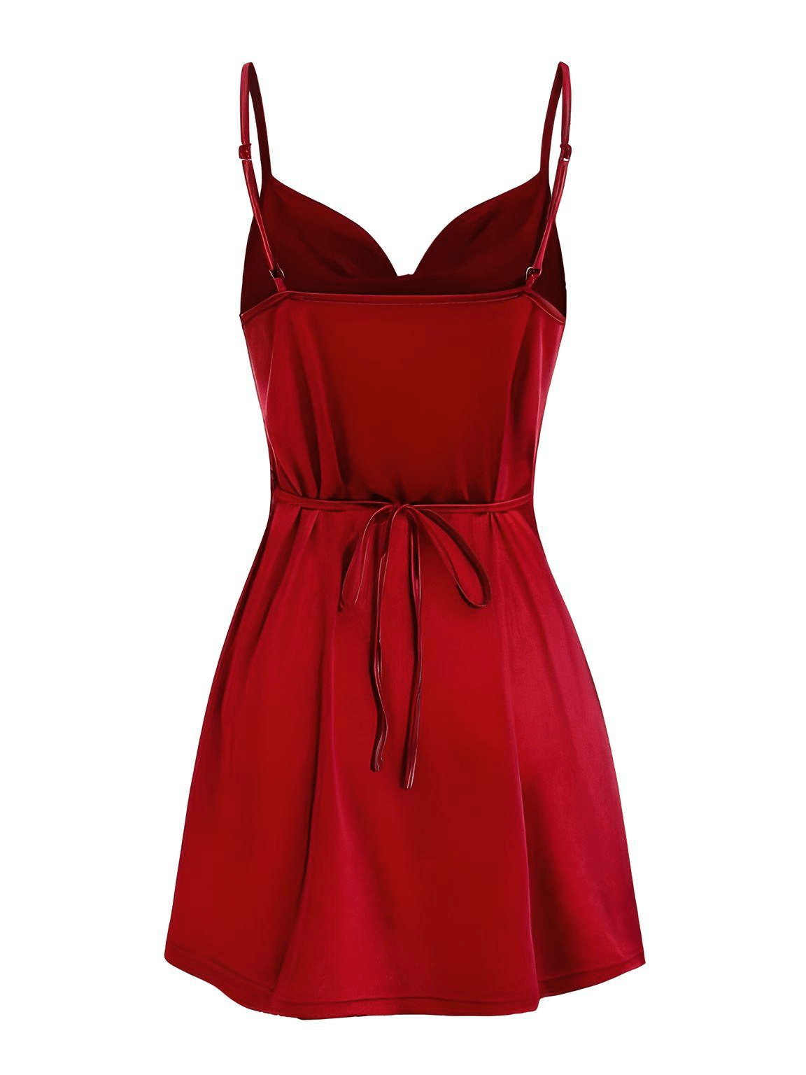 Red dress with thin straps on a white background