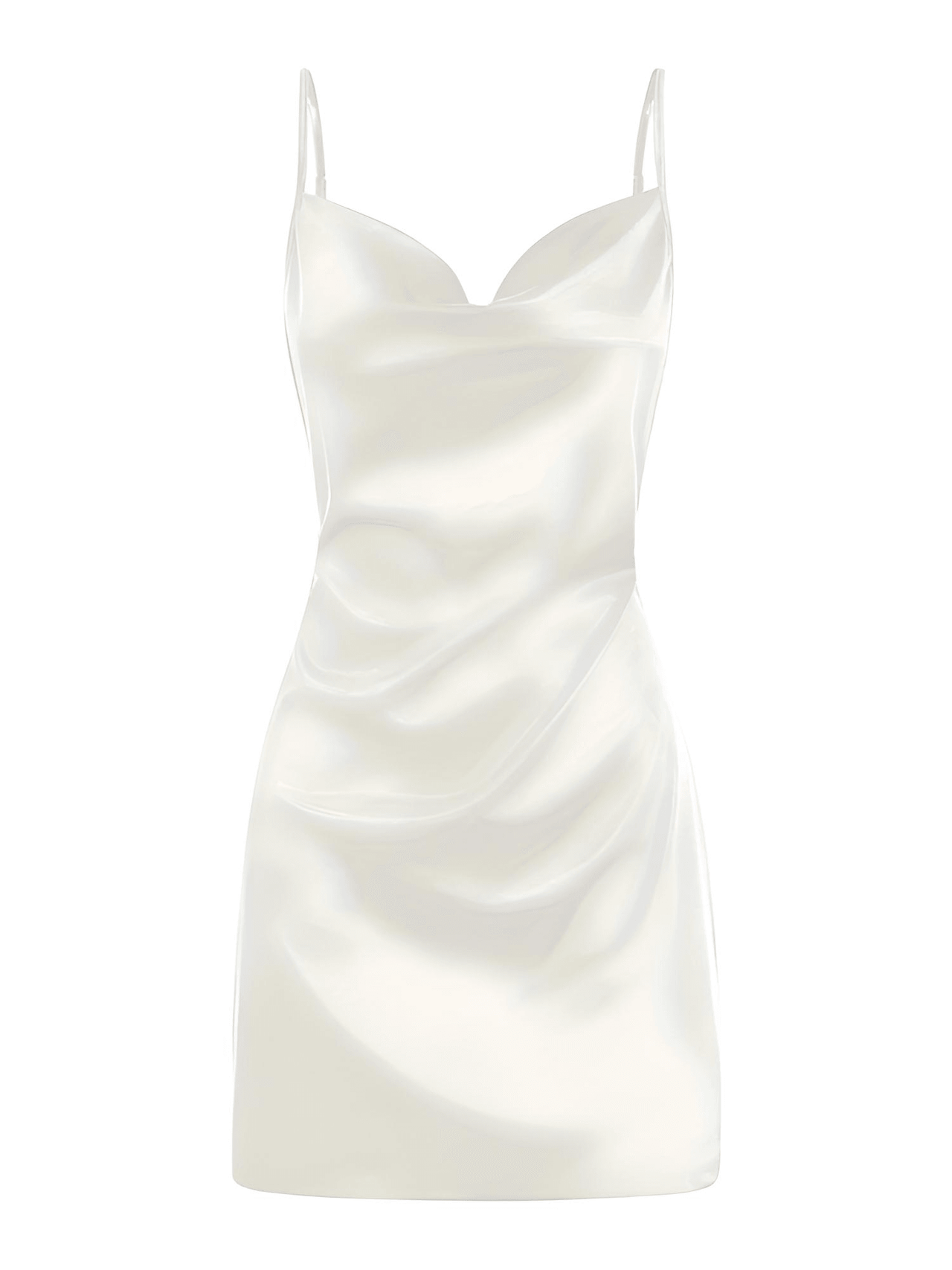 White satin slip dress on a white background