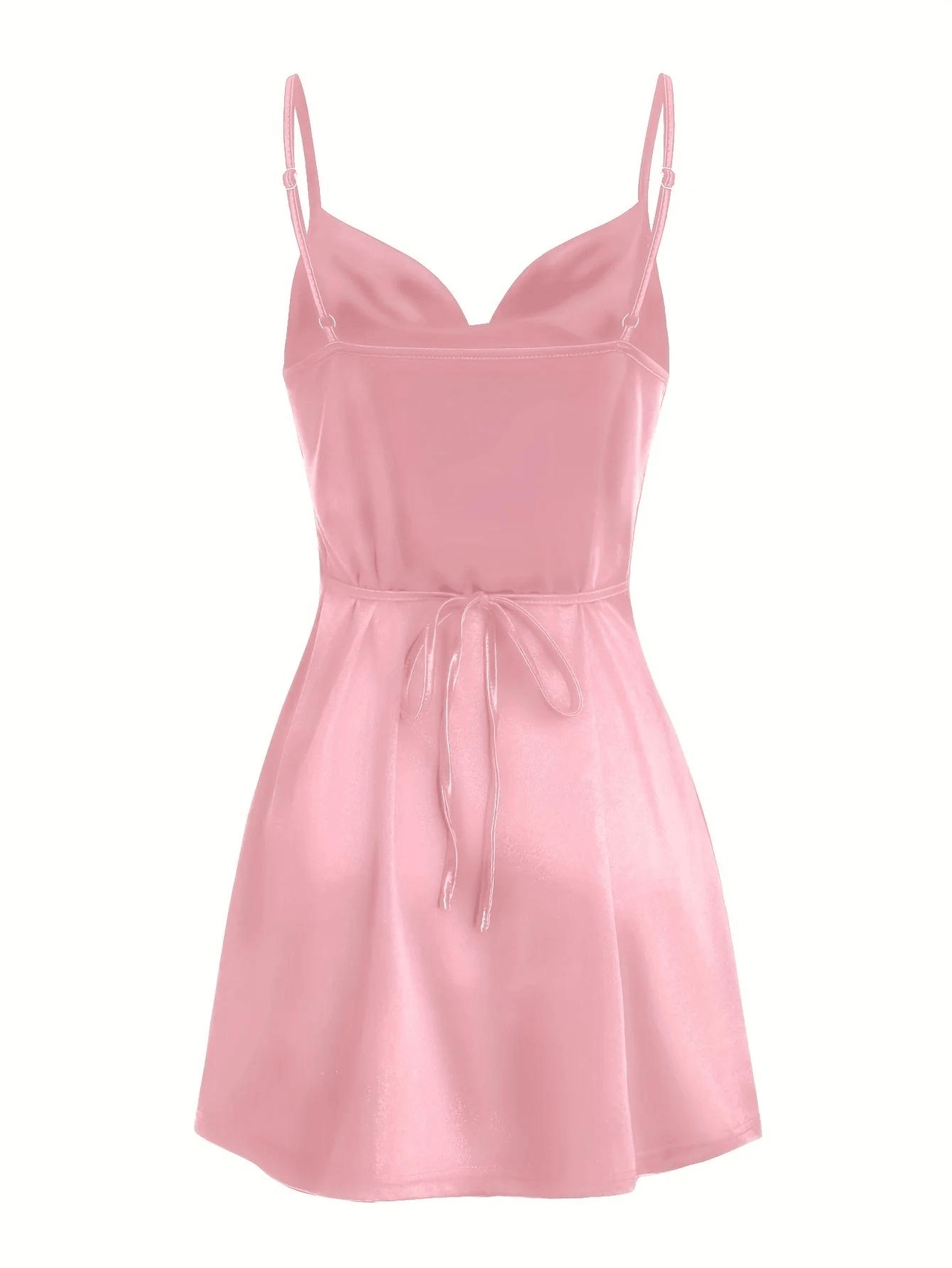 Pink dress with thin straps on a white background