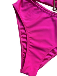 Thumbnail for Sexy Women's Cut-Out Bandeau Swimsuit One Piece Swimsuit Metal Rings Female High Leg Cut Bathing Suit, Drestiny, One Piece Swimsuit, S, M, L, United States, USA, Canada, Australia, New Zealand, United Kingdom, UK, Brown, White, Black, Wine Red, Teal, Hot Pink, Women's cutout swimwear, Trendy bandeau bathing suit, Stylish cutout one piece, shopdrestiny.com