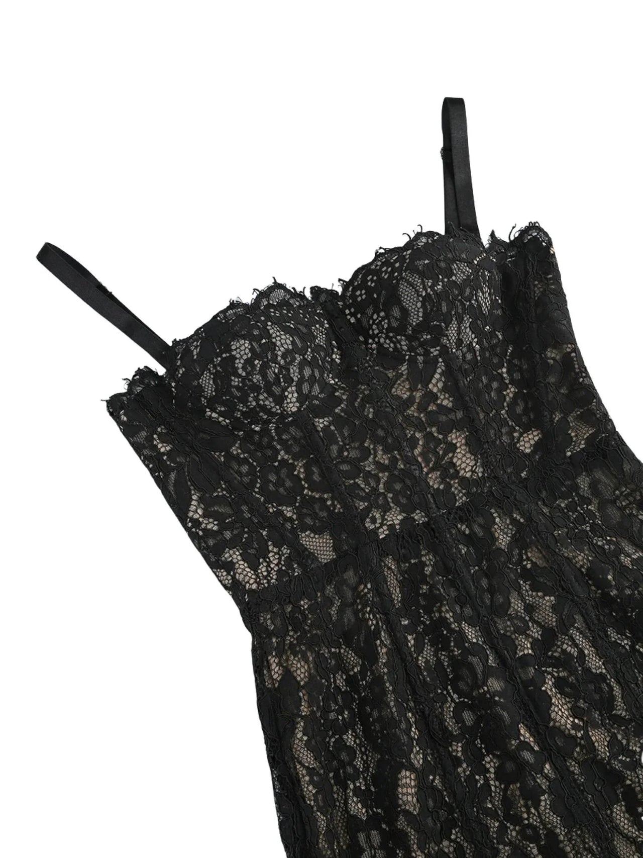 Black sheer lace bodycon dress on a white background