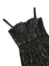 Thumbnail for Black sheer lace bodycon dress on a white background