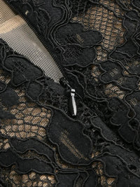 Thumbnail for Close-up of black sheer lace dress fabric with a zipper and a nude liner