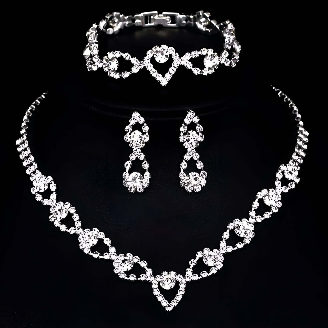 Silver Rhinestone Crystal Bridal Jewelry Sets for Women - 20 Sets To Choose From! -, Jewelry Sets , Drestiny , Australia, Bracelets, Canada, Earrings, Jewelry Sets, Necklaces, New Zealand, Sets, Silver, United Kingdom, United States, White , Drestiny , www.shopdrestiny.com