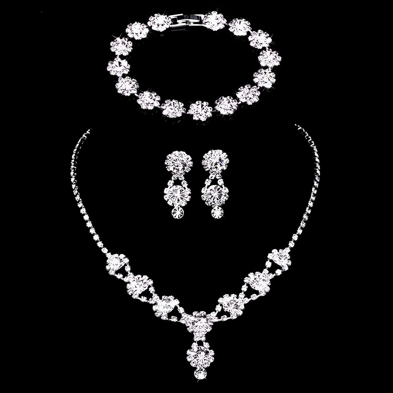Silver Rhinestone Crystal Bridal Jewelry Sets for Women - 20 Sets To Choose From! -, Jewelry Sets , Drestiny , Australia, Bracelets, Canada, Earrings, Jewelry Sets, Necklaces, New Zealand, Sets, Silver, United Kingdom, United States, White , Drestiny , www.shopdrestiny.com