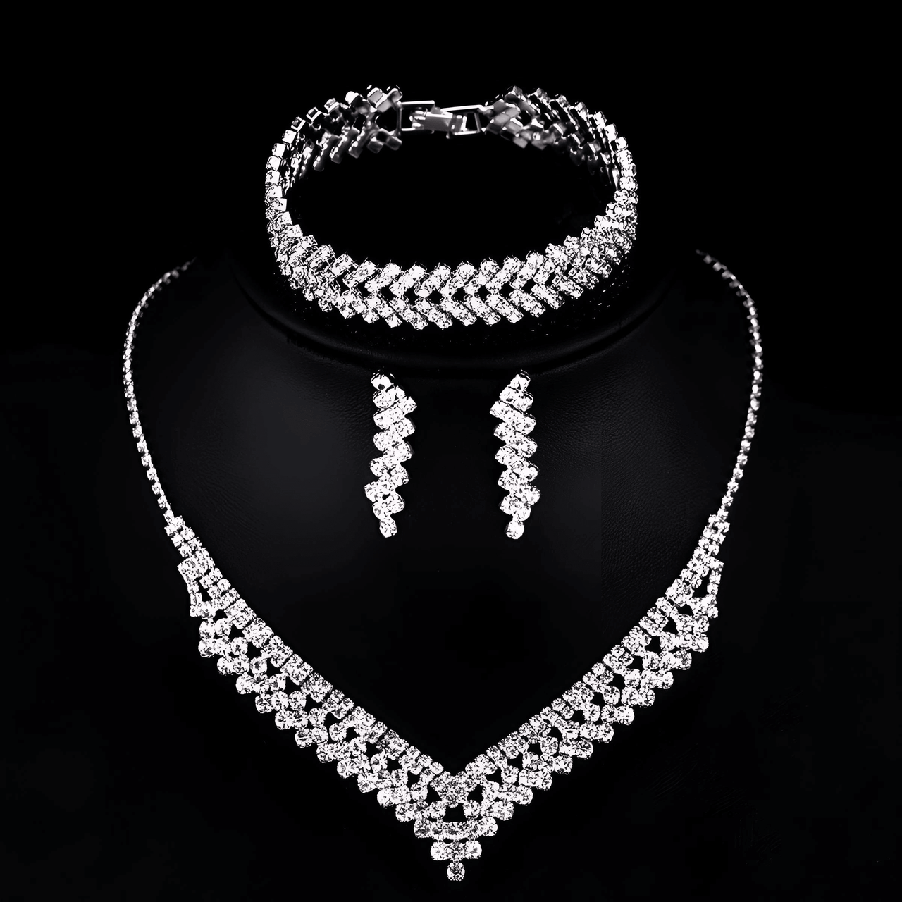 Silver Rhinestone Crystal Bridal Jewelry Sets for Women - 20 Sets To Choose From! -, Jewelry Sets , Drestiny , Australia, Bracelets, Canada, Earrings, Jewelry Sets, Necklaces, New Zealand, Sets, Silver, United Kingdom, United States, White , Drestiny , www.shopdrestiny.com