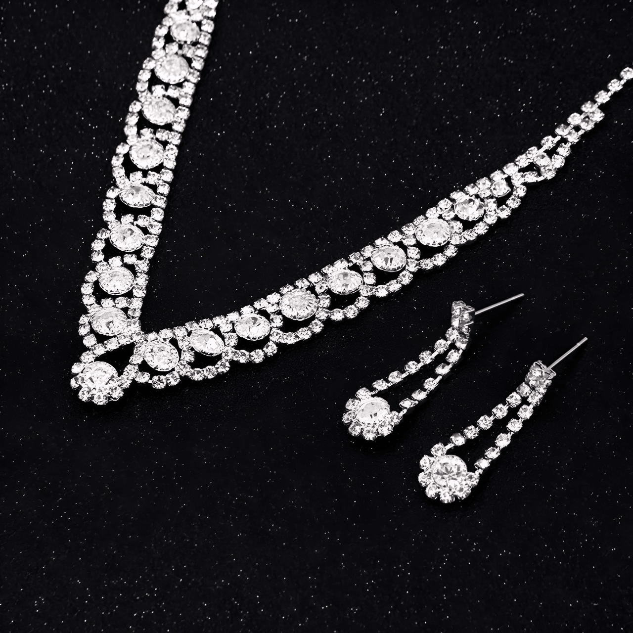 Silver Rhinestone Crystal Bridal Jewelry Sets for Women - 20 Sets To Choose From! -, Jewelry Sets , Drestiny , Australia, Bracelets, Canada, Earrings, Jewelry Sets, Necklaces, New Zealand, Sets, Silver, United Kingdom, United States, White , Drestiny , www.shopdrestiny.com