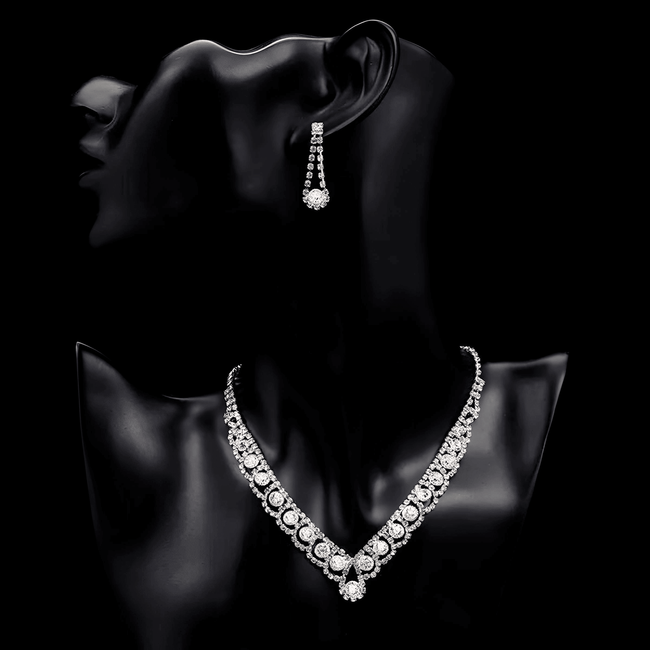 Silver Rhinestone Crystal Bridal Jewelry Sets for Women - 20 Sets To Choose From! -, Jewelry Sets , Drestiny , Australia, Bracelets, Canada, Earrings, Jewelry Sets, Necklaces, New Zealand, Sets, Silver, United Kingdom, United States, White , Drestiny , www.shopdrestiny.com