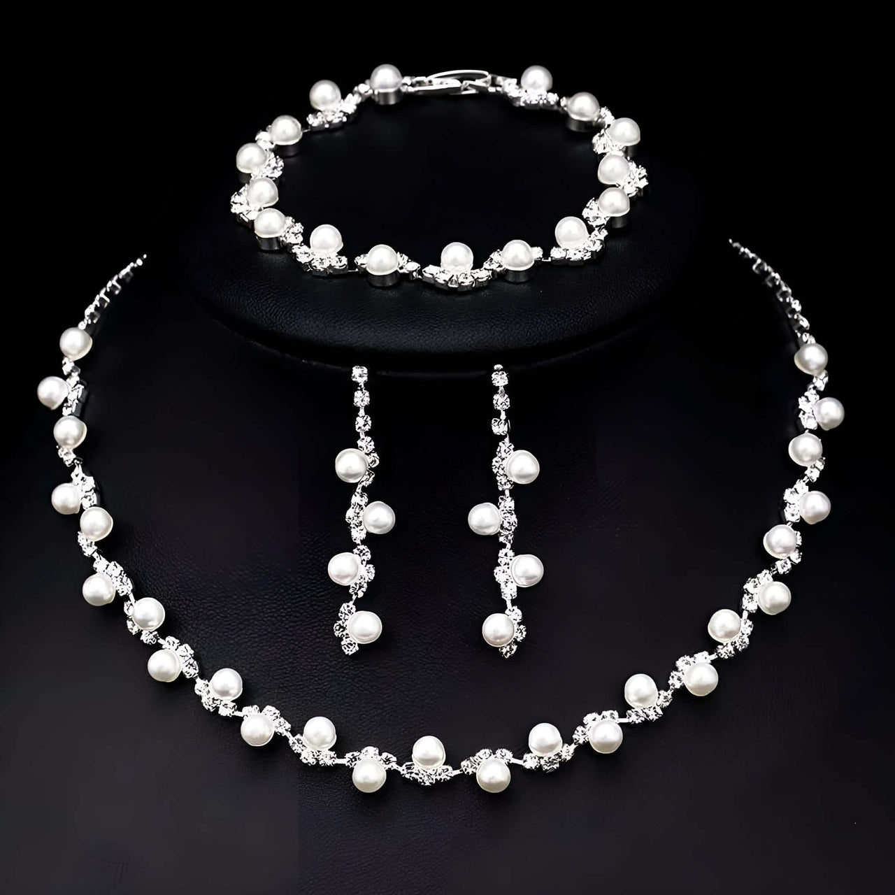 Silver Rhinestone Crystal Bridal Jewelry Sets for Women - 20 Sets To Choose From! -, Jewelry Sets , Drestiny , Australia, Bracelets, Canada, Earrings, Jewelry Sets, Necklaces, New Zealand, Sets, Silver, United Kingdom, United States, White , Drestiny , www.shopdrestiny.com