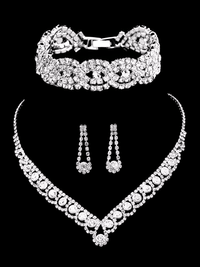 Thumbnail for Silver Rhinestone Crystal Bridal Jewelry Sets for Women - 20 Sets To Choose From! -, Jewelry Sets , Drestiny , Australia, Bracelets, Canada, Earrings, Jewelry Sets, Necklaces, New Zealand, Sets, Silver, United Kingdom, United States, White , Drestiny , www.shopdrestiny.com