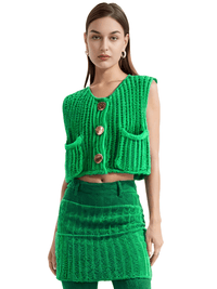 Thumbnail for Sleeveless Crop Sweater Vest Solid Loose Casual Sweater Vest Cable Knit Sweater Vest For Women -, Vests , Drestiny , Australia, Black, Brown, Canada, Cardigans, Dark Blue, Dark Brown, Green, L, Light Blue, M, Navy, New Zealand, Off White, Olive Green, Purple, Red, S, Sleeveless, Sweater Vests, Sweaters, United Kingdom, United States, Vests, White, Yellow , Drestiny , www.shopdrestiny.com