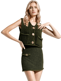 Thumbnail for Sleeveless Crop Sweater Vest Solid Loose Casual Sweater Vest Cable Knit Sweater Vest For Women -, Vests , Drestiny , Australia, Black, Brown, Canada, Cardigans, Dark Blue, Dark Brown, Green, L, Light Blue, M, Navy, New Zealand, Off White, Olive Green, Purple, Red, S, Sleeveless, Sweater Vests, Sweaters, United Kingdom, United States, Vests, White, Yellow , Drestiny , www.shopdrestiny.com