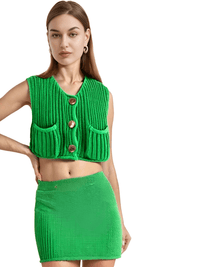 Thumbnail for Sleeveless Crop Sweater Vest Solid Loose Casual Sweater Vest Cable Knit Sweater Vest For Women -, Vests , Drestiny , Australia, Black, Brown, Canada, Cardigans, Dark Blue, Dark Brown, Green, L, Light Blue, M, Navy, New Zealand, Off White, Olive Green, Purple, Red, S, Sleeveless, Sweater Vests, Sweaters, United Kingdom, United States, Vests, White, Yellow , Drestiny , www.shopdrestiny.com