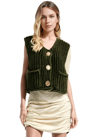Thumbnail for Sleeveless Crop Sweater Vest Solid Loose Casual Sweater Vest Cable Knit Sweater Vest For Women -, Vests , Drestiny , Australia, Black, Brown, Canada, Cardigans, Dark Blue, Dark Brown, Green, L, Light Blue, M, Navy, New Zealand, Off White, Olive Green, Purple, Red, S, Sleeveless, Sweater Vests, Sweaters, United Kingdom, United States, Vests, White, Yellow , Drestiny , www.shopdrestiny.com