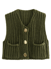 Thumbnail for Sleeveless Crop Sweater Vest Solid Loose Casual Sweater Vest Cable Knit Sweater Vest For Women -, Vests , Drestiny , Australia, Black, Brown, Canada, Cardigans, Dark Blue, Dark Brown, Green, L, Light Blue, M, Navy, New Zealand, Off White, Olive Green, Purple, Red, S, Sleeveless, Sweater Vests, Sweaters, United Kingdom, United States, Vests, White, Yellow , Drestiny , www.shopdrestiny.com
