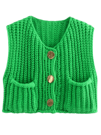 Thumbnail for Sleeveless Crop Sweater Vest Solid Loose Casual Sweater Vest Cable Knit Sweater Vest For Women -, Vests , Drestiny , Australia, Black, Brown, Canada, Cardigans, Dark Blue, Dark Brown, Green, L, Light Blue, M, Navy, New Zealand, Off White, Olive Green, Purple, Red, S, Sleeveless, Sweater Vests, Sweaters, United Kingdom, United States, Vests, White, Yellow , Drestiny , www.shopdrestiny.com