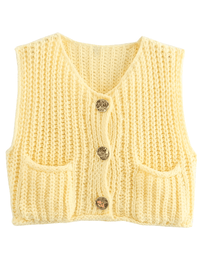Thumbnail for Sleeveless Crop Sweater Vest Solid Loose Casual Sweater Vest Cable Knit Sweater Vest For Women -, Vests , Drestiny , Australia, Black, Brown, Canada, Cardigans, Dark Blue, Dark Brown, Green, L, Light Blue, M, Navy, New Zealand, Off White, Olive Green, Purple, Red, S, Sleeveless, Sweater Vests, Sweaters, United Kingdom, United States, Vests, White, Yellow , Drestiny , www.shopdrestiny.com