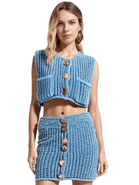 Thumbnail for Sleeveless Crop Sweater Vest Solid Loose Casual Sweater Vest Cable Knit Sweater Vest For Women -, Vests , Drestiny , Australia, Black, Brown, Canada, Cardigans, Dark Blue, Dark Brown, Green, L, Light Blue, M, Navy, New Zealand, Off White, Olive Green, Purple, Red, S, Sleeveless, Sweater Vests, Sweaters, United Kingdom, United States, Vests, White, Yellow , Drestiny , www.shopdrestiny.com