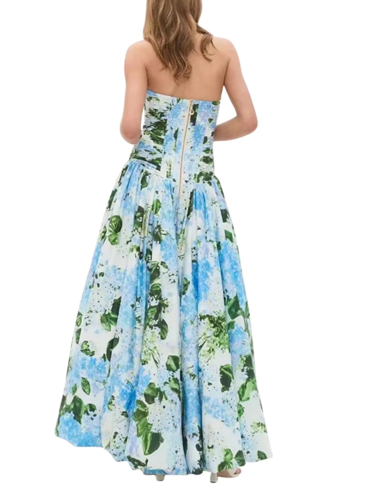 Strapless Long Bubble Dress Printed Split Design Women's Sleeveless Backless High Waist Patchwork Folds Dresses Evening Party, Maxi Dresses, Strapless, Sleeveless, Off Shoulder, XS, S, M, L, XL, United States, USA, Canada, Australia, New Zealand, United Kingdom, UK, Floral Maxi Dresses, Strapless Long Bubble Dress, Bubble Hem Maxi Dress, Strapless Puffball Dress, Bubble Dress Formal, shopdrestiny.com