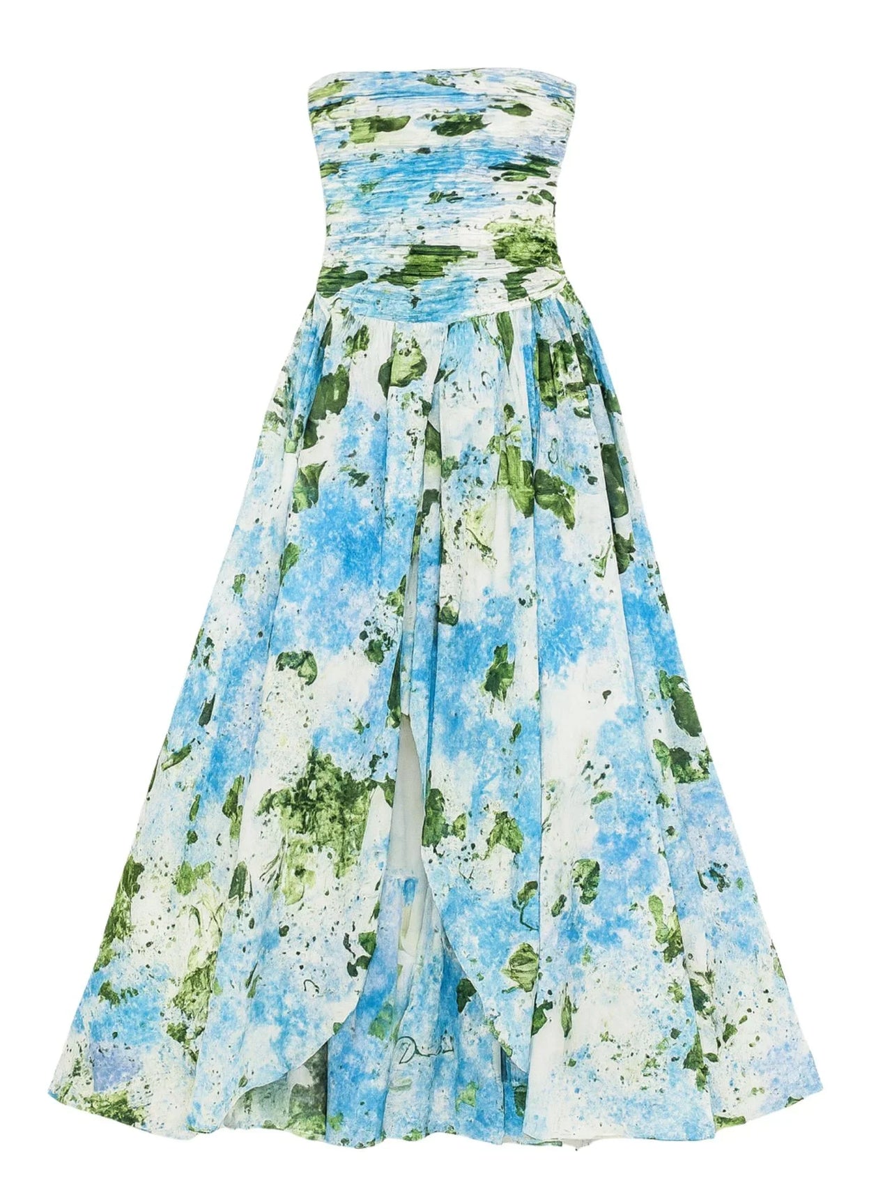 Strapless Long Bubble Dress Printed Split Design Women's Sleeveless Backless High Waist Patchwork Folds Dresses Evening Party, Maxi Dresses, Strapless, Sleeveless, Off Shoulder, XS, S, M, L, XL, United States, USA, Canada, Australia, New Zealand, United Kingdom, UK, Floral Maxi Dresses, Strapless Long Bubble Dress, Bubble Hem Maxi Dress, Strapless Puffball Dress, Bubble Dress Formal, shopdrestiny.com