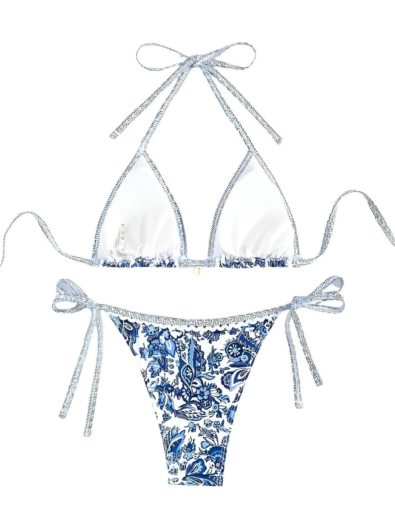 String Halter Triangle Two-Piece Bikini Women's Swimwear Female Swimsuit Bathers Bathing Swimming Suit Beachwear Summer, Drestiny, Bikinis, Swimwear, Women's Swimwear, S, M, L, United States, USA, Canada, Australia, New Zealand, United Kingdom, UK, Blue, Brown, Pink, Yellow, Green, Black, Red, Black-Red, halter triangle bikini, two piece halter swimsuit, triangle top bikini, halter neck swimwear, sexy triangle bikini, shopdrestiny.com