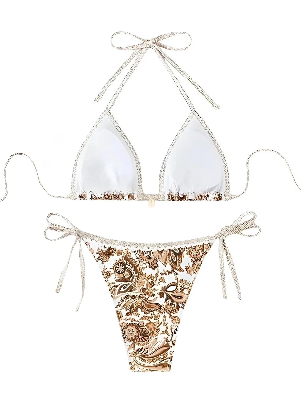 String Halter Triangle Two-Piece Bikini Women's Swimwear Female Swimsuit Bathers Bathing Swimming Suit Beachwear Summer, Drestiny, Bikinis, Swimwear, Women's Swimwear, S, M, L, United States, USA, Canada, Australia, New Zealand, United Kingdom, UK, Blue, Brown, Pink, Yellow, Green, Black, Red, Black-Red, halter triangle bikini, two piece halter swimsuit, triangle top bikini, halter neck swimwear, sexy triangle bikini, shopdrestiny.com