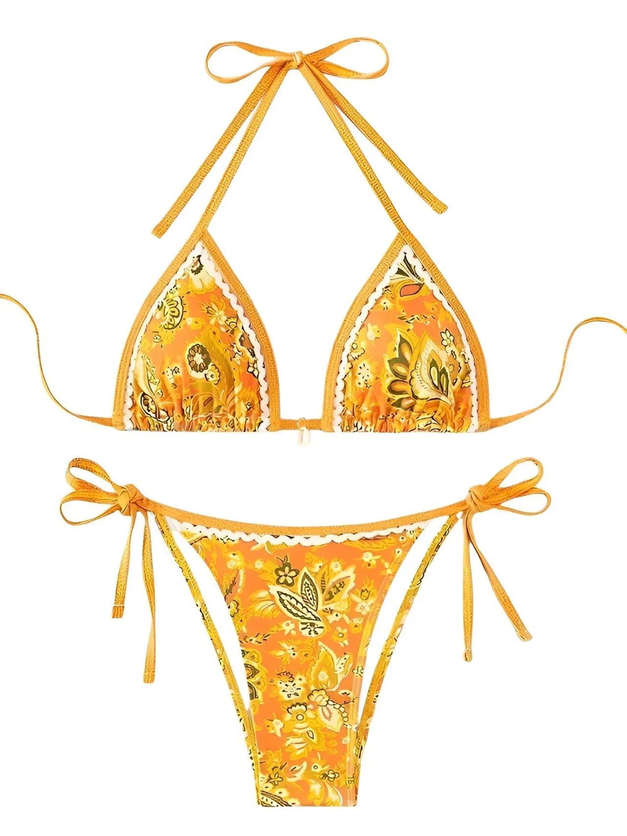 String Halter Triangle Two-Piece Bikini Women's Swimwear Female Swimsuit Bathers Bathing Swimming Suit Beachwear Summer, Drestiny, Bikinis, Swimwear, Women's Swimwear, S, M, L, United States, USA, Canada, Australia, New Zealand, United Kingdom, UK, Blue, Brown, Pink, Yellow, Green, Black, Red, Black-Red, halter triangle bikini, two piece halter swimsuit, triangle top bikini, halter neck swimwear, sexy triangle bikini, shopdrestiny.com