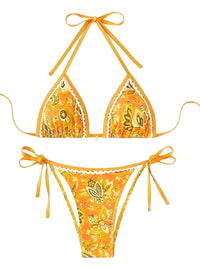 Thumbnail for String Halter Triangle Two-Piece Bikini Women's Swimwear Female Swimsuit Bathers Bathing Swimming Suit Beachwear Summer, Drestiny, Bikinis, Swimwear, Women's Swimwear, S, M, L, United States, USA, Canada, Australia, New Zealand, United Kingdom, UK, Blue, Brown, Pink, Yellow, Green, Black, Red, Black-Red, halter triangle bikini, two piece halter swimsuit, triangle top bikini, halter neck swimwear, sexy triangle bikini, shopdrestiny.com