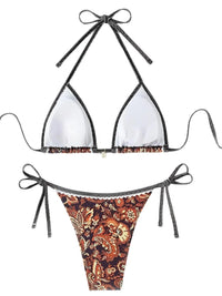 Thumbnail for String Halter Triangle Two-Piece Bikini Women's Swimwear Female Swimsuit Bathers Bathing Swimming Suit Beachwear Summer, Drestiny, Bikinis, Swimwear, Women's Swimwear, S, M, L, United States, USA, Canada, Australia, New Zealand, United Kingdom, UK, Blue, Brown, Pink, Yellow, Green, Black, Red, Black-Red, halter triangle bikini, two piece halter swimsuit, triangle top bikini, halter neck swimwear, sexy triangle bikini, shopdrestiny.com