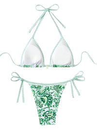 Thumbnail for String Halter Triangle Two-Piece Bikini Women's Swimwear Female Swimsuit Bathers Bathing Swimming Suit Beachwear Summer, Drestiny, Bikinis, Swimwear, Women's Swimwear, S, M, L, United States, USA, Canada, Australia, New Zealand, United Kingdom, UK, Blue, Brown, Pink, Yellow, Green, Black, Red, Black-Red, halter triangle bikini, two piece halter swimsuit, triangle top bikini, halter neck swimwear, sexy triangle bikini, shopdrestiny.com