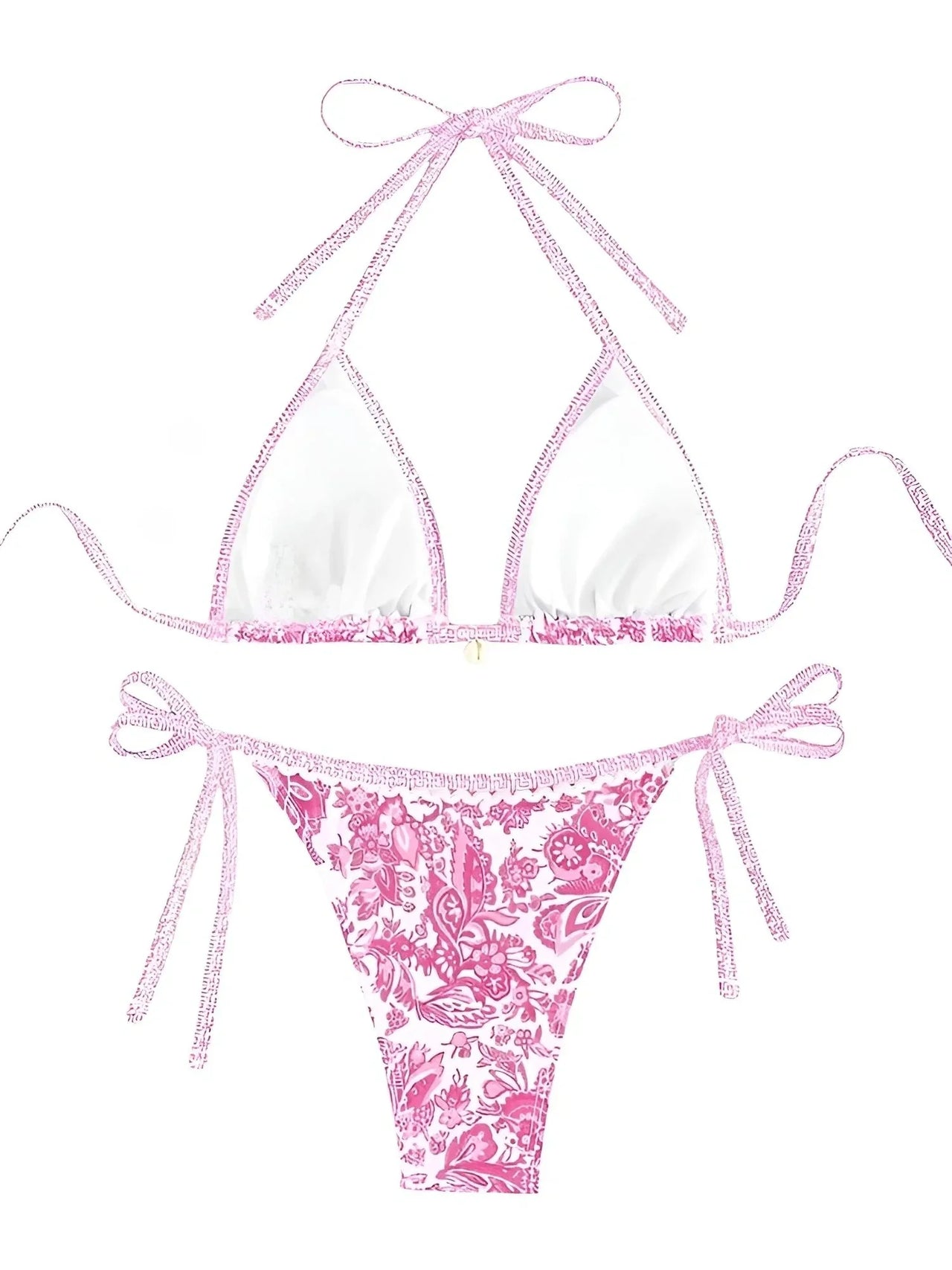 String Halter Triangle Two-Piece Bikini Women's Swimwear Female Swimsuit Bathers Bathing Swimming Suit Beachwear Summer, Drestiny, Bikinis, Swimwear, Women's Swimwear, S, M, L, United States, USA, Canada, Australia, New Zealand, United Kingdom, UK, Blue, Brown, Pink, Yellow, Green, Black, Red, Black-Red, halter triangle bikini, two piece halter swimsuit, triangle top bikini, halter neck swimwear, sexy triangle bikini, shopdrestiny.com