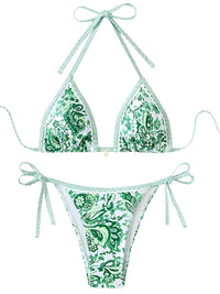 Thumbnail for String Halter Triangle Two-Piece Bikini Women's Swimwear Female Swimsuit Bathers Bathing Swimming Suit Beachwear Summer, Drestiny, Bikinis, Swimwear, Women's Swimwear, S, M, L, United States, USA, Canada, Australia, New Zealand, United Kingdom, UK, Blue, Brown, Pink, Yellow, Green, Black, Red, Black-Red, halter triangle bikini, two piece halter swimsuit, triangle top bikini, halter neck swimwear, sexy triangle bikini, shopdrestiny.com