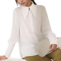 Thumbnail for Stylish Elegant Turn Down Collar Long Sleeve Satin Shirt -, Blouse , Drestiny , Australia, Blouses, Dress Shirts, L, Long Sleeves, M, Mustard Yellow, New Zealand, S, United Kingdom, United States, White, XL, XXL , Drestiny , www.shopdrestiny.com