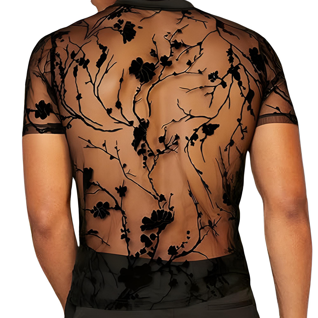 Summer Clothing Men's Black Sheer T-Shirt Streetwear Hollow-Out O Neck Short Sleeve Tees Rose Printed, Drestiny, Black, T-Shirts, Short Sleeves, Casual Shirts, S, M, L, XL, XXL, 2XL, 3XL, XXXL, United States, USA, Canada, Gender Men, Australia, New Zealand, United Kingdom, UK, Men's sheer black top, Black see-through shirt men, mesh black mesh shirt, Black transparent t-shirt men, men's black festival top, shopdrestiny.com