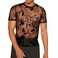 Thumbnail for Summer Clothing Men's Black Sheer T-Shirt Streetwear Hollow-Out O Neck Short Sleeve Tees Rose Printed, Drestiny, Black, T-Shirts, Short Sleeves, Casual Shirts, S, M, L, XL, XXL, 2XL, 3XL, XXXL, United States, USA, Canada, Gender Men, Australia, New Zealand, United Kingdom, UK, Men's sheer black top, Black see-through shirt men, mesh black mesh shirt, Black transparent t-shirt men, men's black festival top, shopdrestiny.com