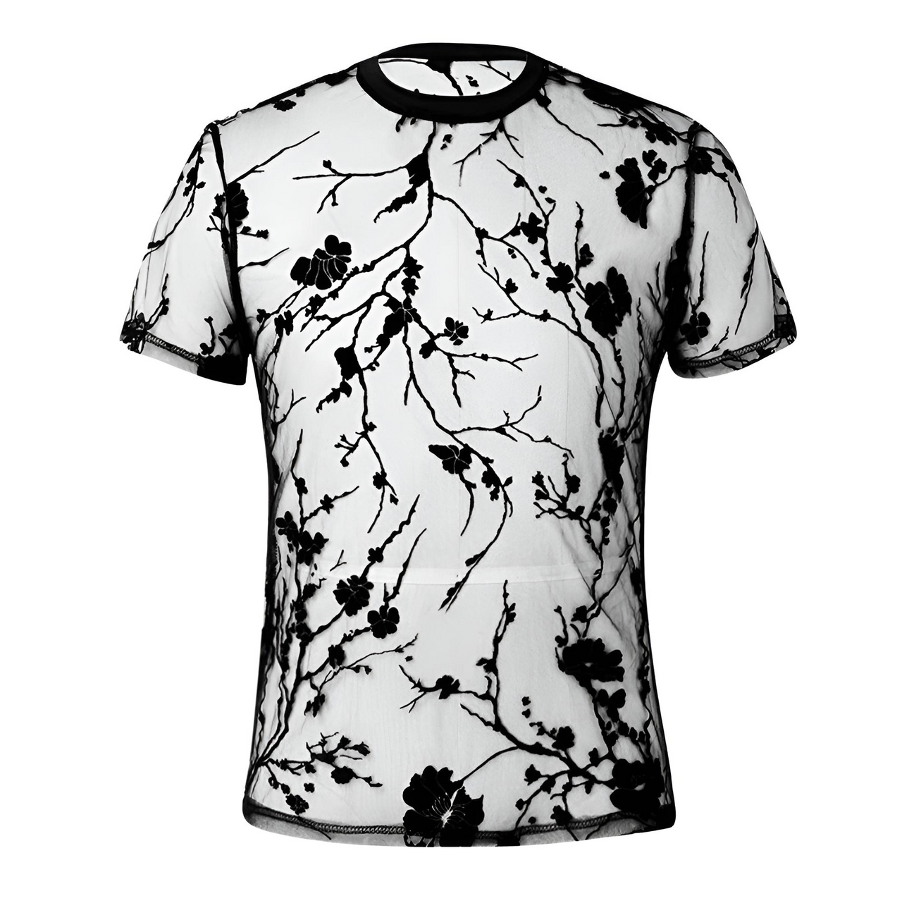 Summer Clothing Men's Black Sheer T-Shirt Streetwear Hollow-Out O Neck Short Sleeve Tees Rose Printed, Drestiny, Black, T-Shirts, Short Sleeves, Casual Shirts, S, M, L, XL, XXL, 2XL, 3XL, XXXL, United States, USA, Canada, Gender Men, Australia, New Zealand, United Kingdom, UK, Men's sheer black top, Black see-through shirt men, mesh black mesh shirt, Black transparent t-shirt men, men's black festival top, shopdrestiny.com