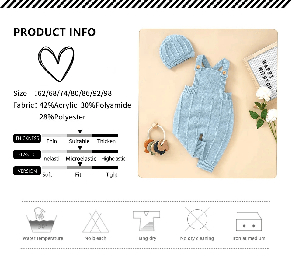 Sweet Knitted Baby Outfit Sets -, Sets , Drestiny , 12M, 18M, 3M, 6M, 9M, Australia, Boys, Canada, Dark Khaki, Girls, Hats, Light Blue, New Zealand, Overalls, Pant Sets, Rust Red, Sky Blue, United Kingdom, United States , Drestiny , www.shopdrestiny.com