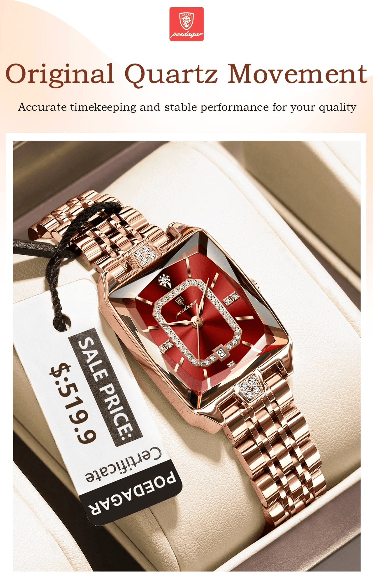 Top Elegant High-End Watches For Women Wristwatch Waterproof Date Ladies Watch Stainless Steel Rectangle Quartz Women's Watches Female