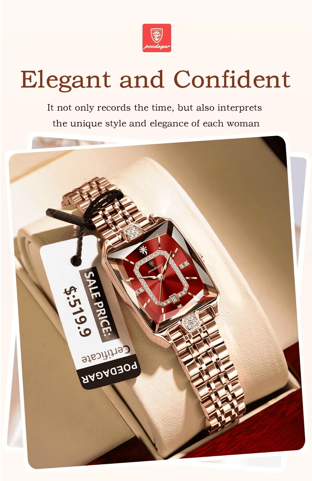 Top Elegant High-End Watches For Women Wristwatch Waterproof Date Ladies Watch Stainless Steel Rectangle Quartz Women's Watches Female