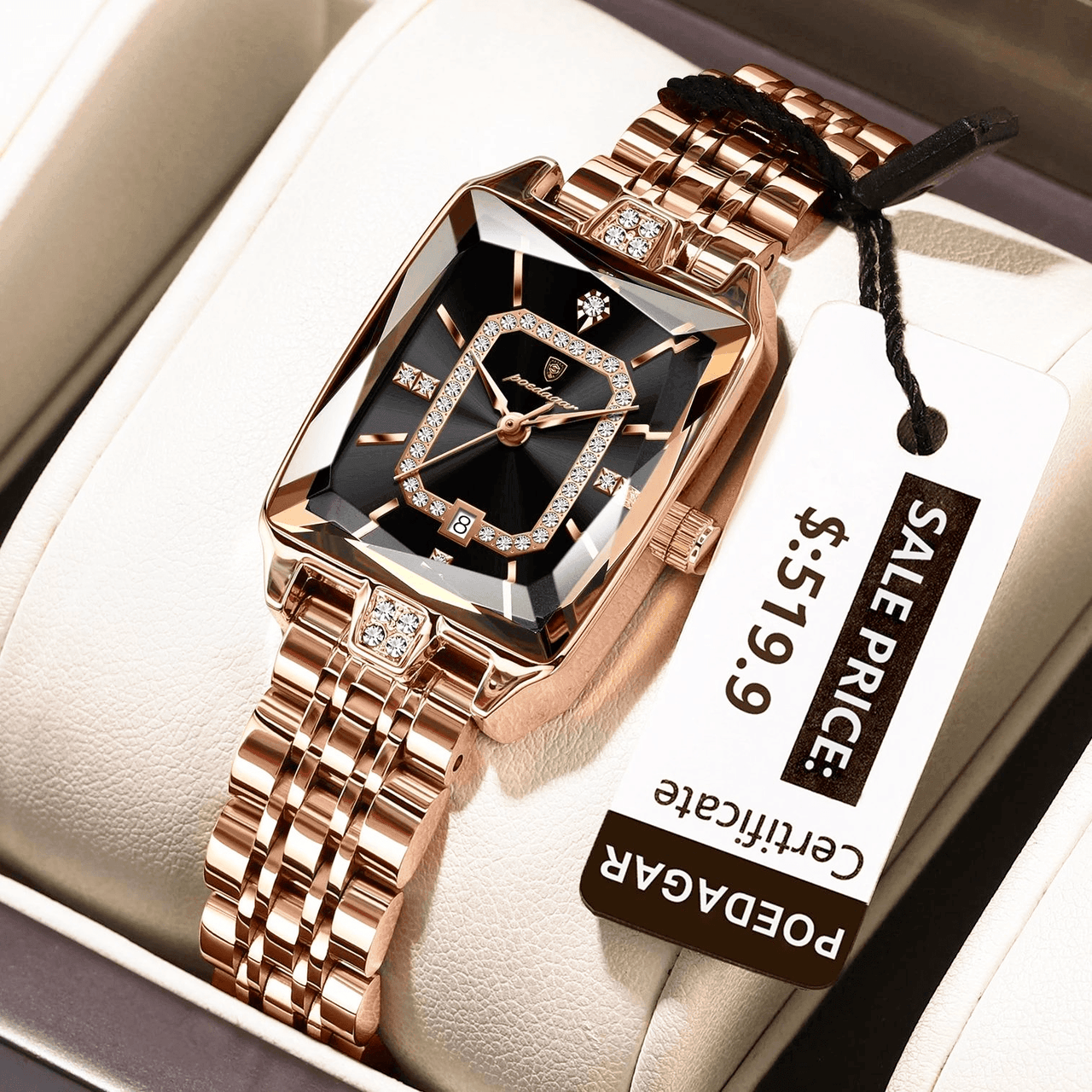 Top Elegant High-End Watches For Women Wristwatch Waterproof Date Ladies Watch Stainless Steel Rectangle Quartz Women's Watches Female