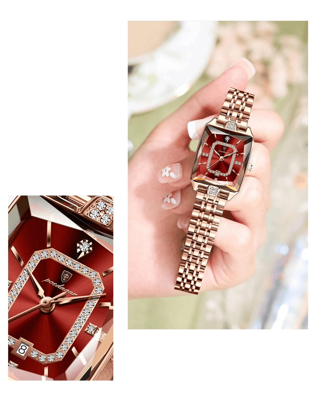 Top Elegant High-End Watches For Women Wristwatch Waterproof Date Ladies Watch Stainless Steel Rectangle Quartz Women's Watches Female