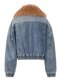Thumbnail for Trendy Fashion Women's Fur Collar Denim Jacket Double Zipper High Waist Long Sleeve Thick Warm Short Coat Winter, Drestiny, Coats, Jackets, Blue, Blue Denim Jackets Women, M, L, XL, United States, Canada, Australia, New Zealand, United Kingdom, shopdrestiny.com
