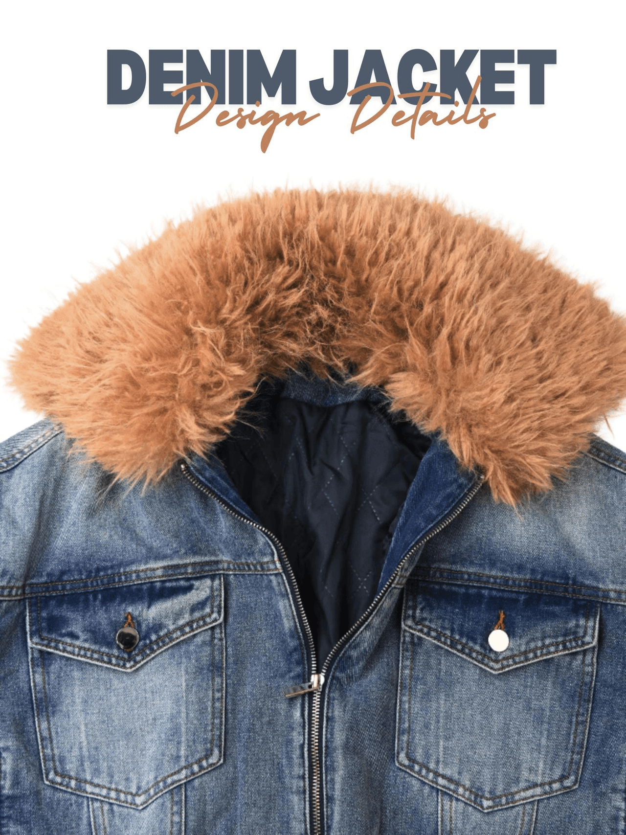 Trendy Fashion Women's Fur Collar Denim Jacket Double Zipper High Waist Long Sleeve Thick Warm Short Coat Winter, Drestiny, Coats, Jackets, Blue, Blue Denim Jackets Women, M, L, XL, United States, Canada, Australia, New Zealand, United Kingdom, shopdrestiny.com